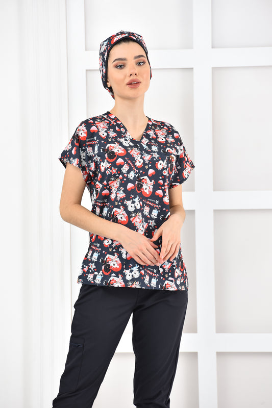 Bluza medyczna z nadrukiem