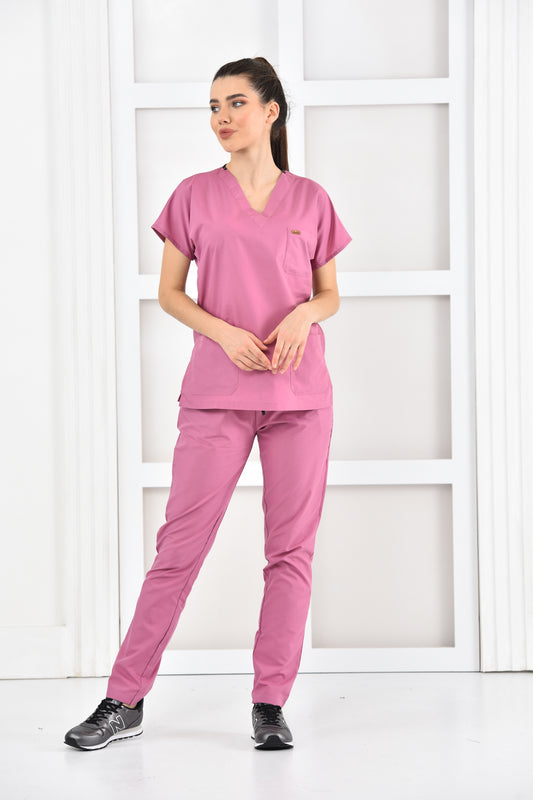 Damski różowy komplet medyczny – tericotton
