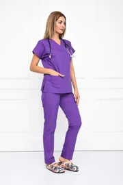 Fioletowy komplet medyczny z tkaniny tericotton