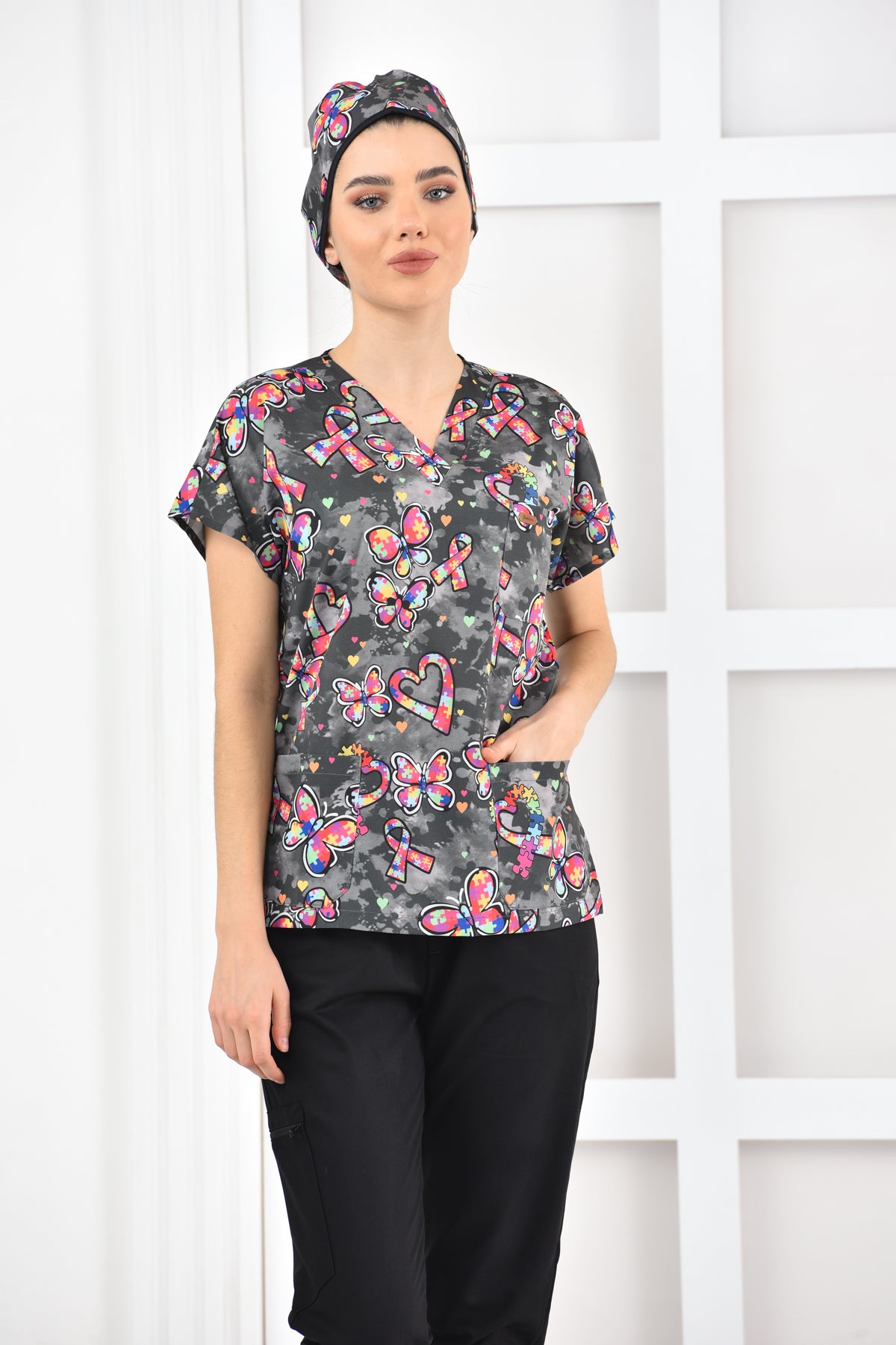 Bluza medyczna z nadrukiem